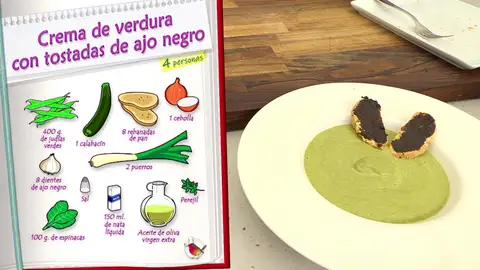 ¡Cazuela salud!: Receta de crema de verduras con tostada de ajo negro de Arguiñano ¡Cazuela salud!: Receta de crema de verduras con tostada de ajo negro de Arguiñano