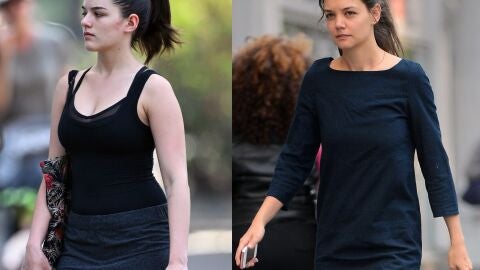 Katie Holmes y su hija Suri andando por Nueva York en momentos distintos