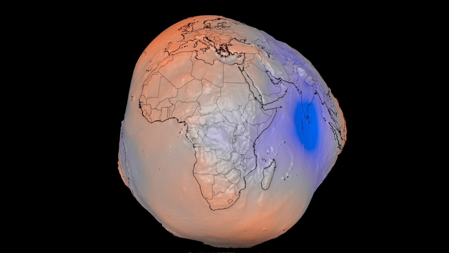 El modelo tridimensional publicado por la NASA de la Tierra representada como un geoide.