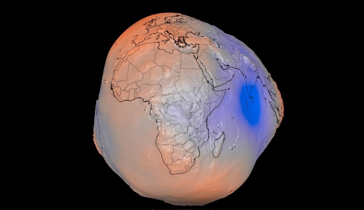 El modelo tridimensional publicado por la NASA de la Tierra representada como un geoide.