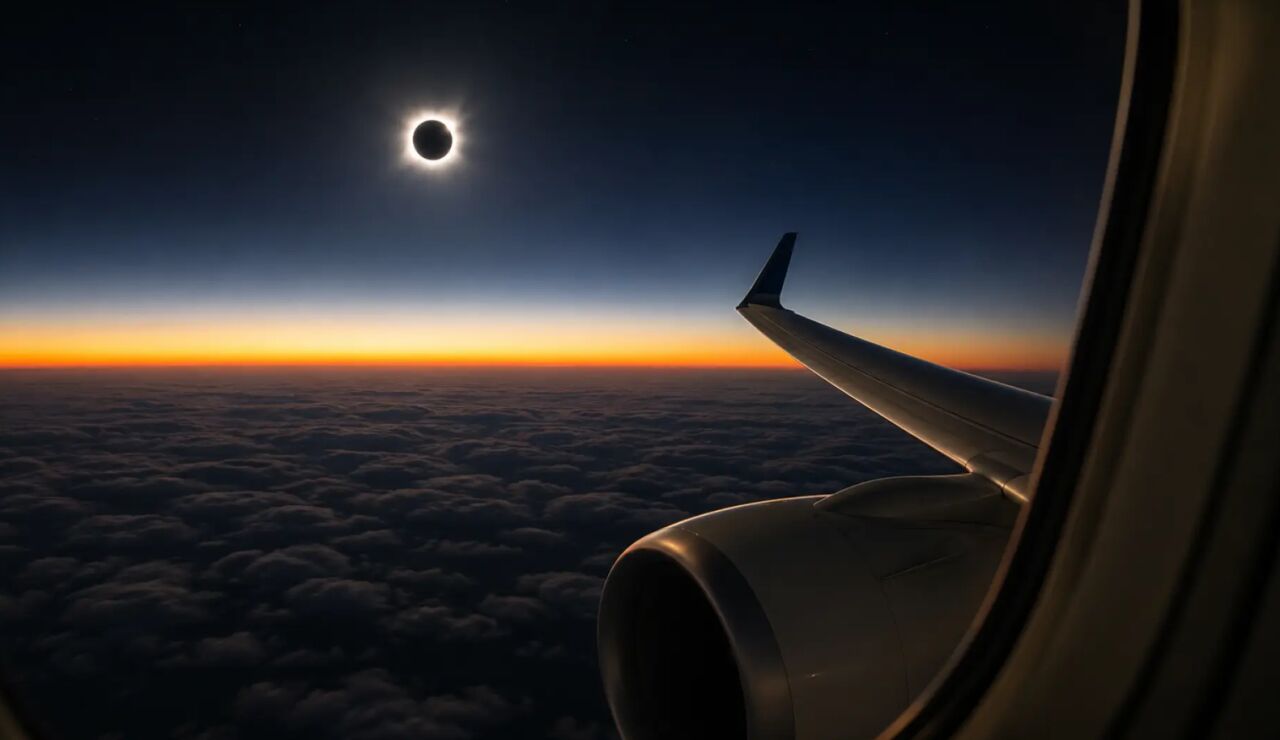 Eclipse desde el avi&oacute;n