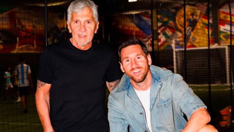Leo Messi junto a su padre