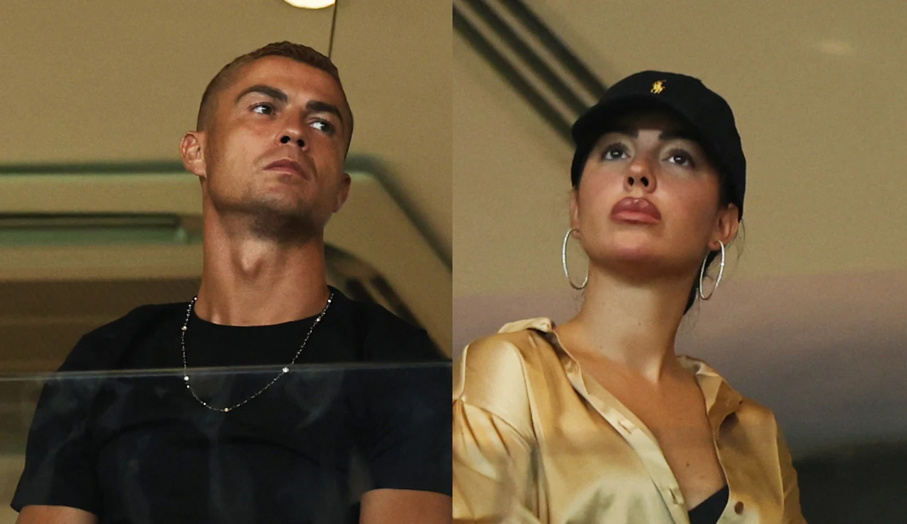 Cristiano Ronaldo y Georgina Rodríguez en un partido del Al-Nassr
