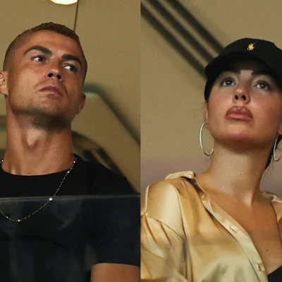 Cristiano Ronaldo y Georgina Rodríguez en un partido del Al-Nassr