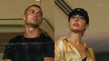 Cristiano Ronaldo y Georgina Rodr&iacute;guez en un partido del Al-Nassr