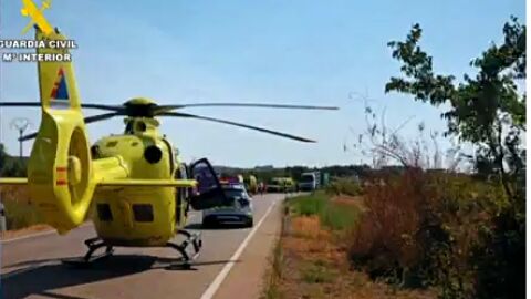 La Guardia Civil y un medio a&eacute;reo acuden al accidente de Zaragoza.