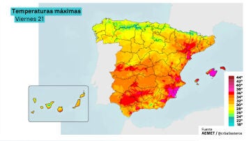 Mapa temperaturas máximas 