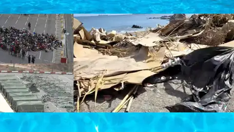 La playa del Trampolín es desalojada La playa del Trampolín es desalojada