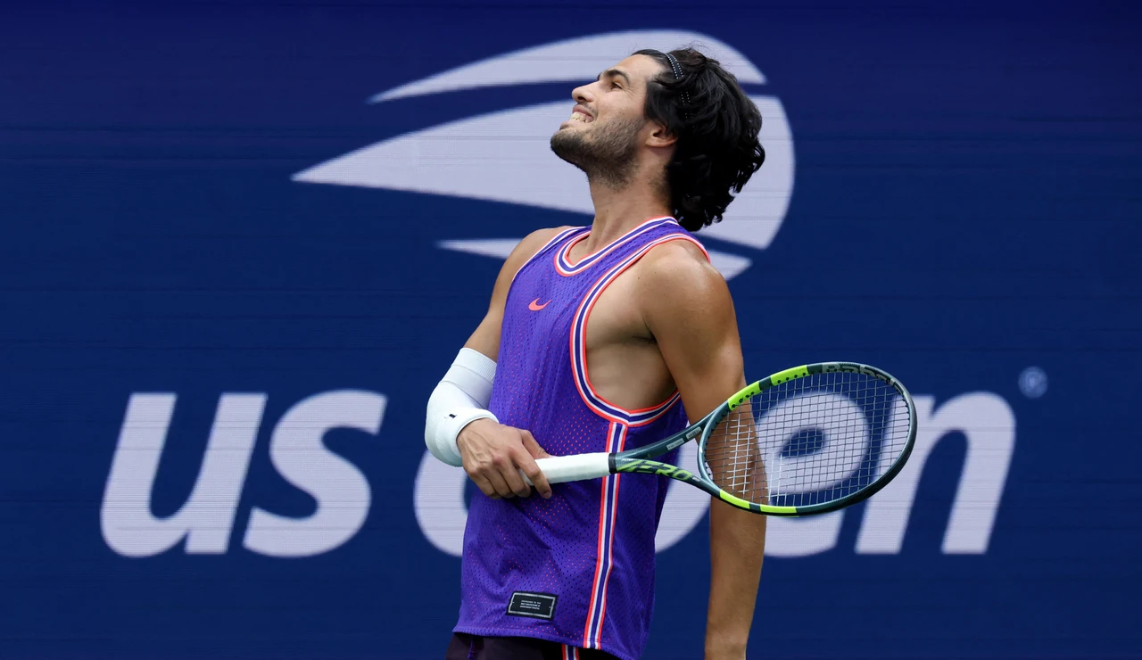 Carlos Alcaraz, en un partido del dobles mixto del US Open
