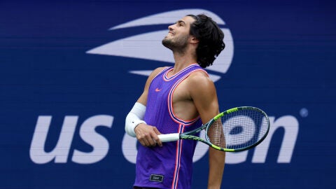 Carlos Alcaraz, en un partido del dobles mixto del US Open