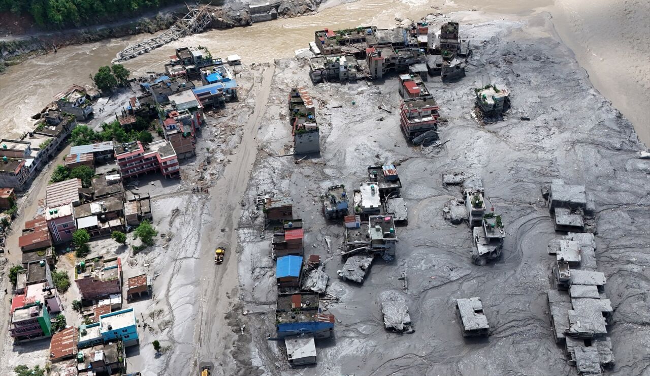 Imagen a&eacute;rea de la destrucci&oacute;n de la riada en Nepal