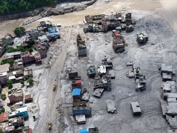 Imagen a&eacute;rea de la destrucci&oacute;n de la riada en Nepal