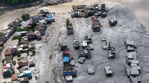 Imagen a&eacute;rea de la destrucci&oacute;n de la riada en Nepal
