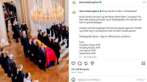 La ceremonia privada por Harald V, con Marius Borg como portador del féretro