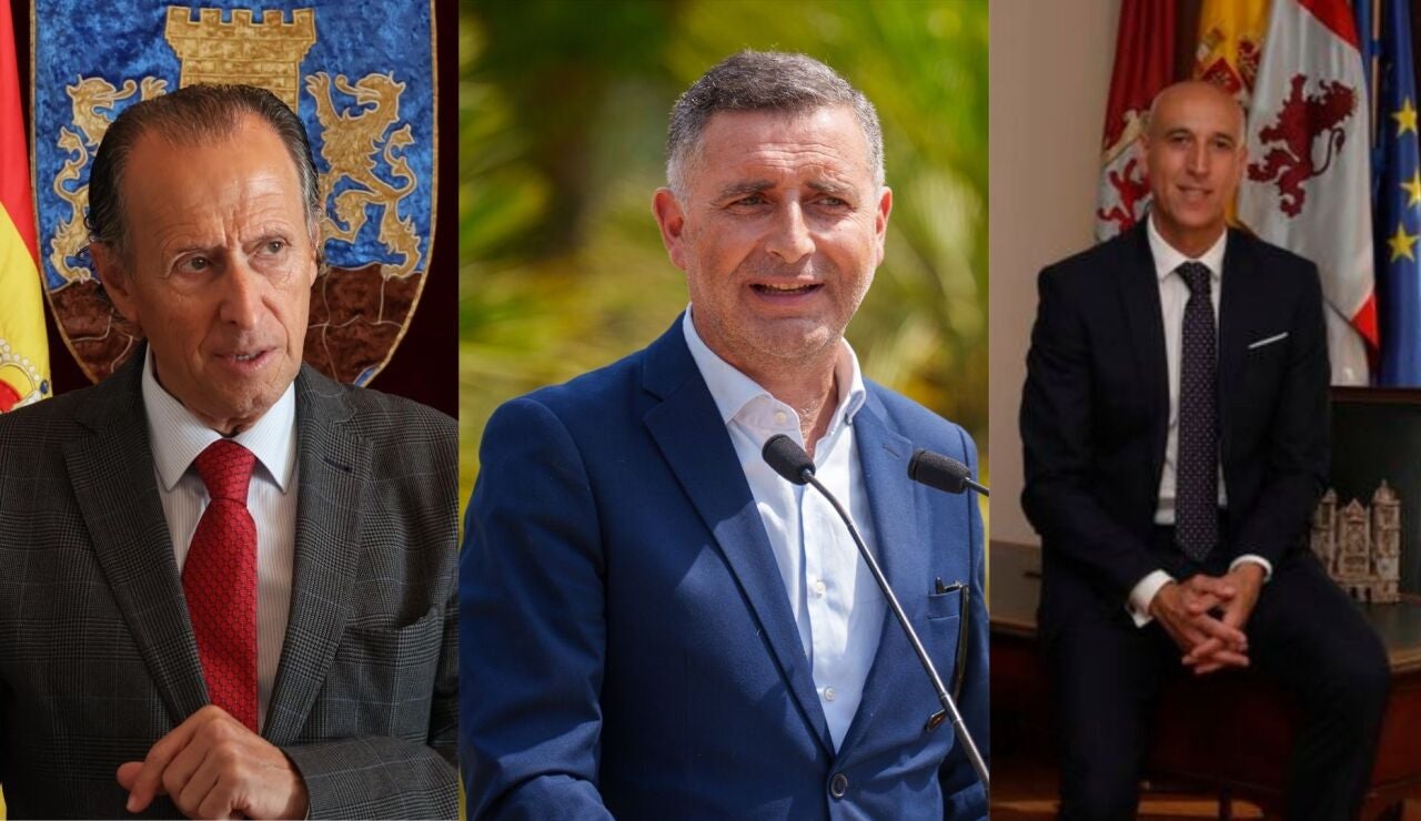 Imagen del alcalde de Chiclana, Jos&eacute; Mar&iacute;a Rom&aacute;n, el alcalde de Moguer, Gustavo Cu&eacute;llar y el alcalde de Le&oacute;n, Jos&eacute; Antonio D&iacute;ez