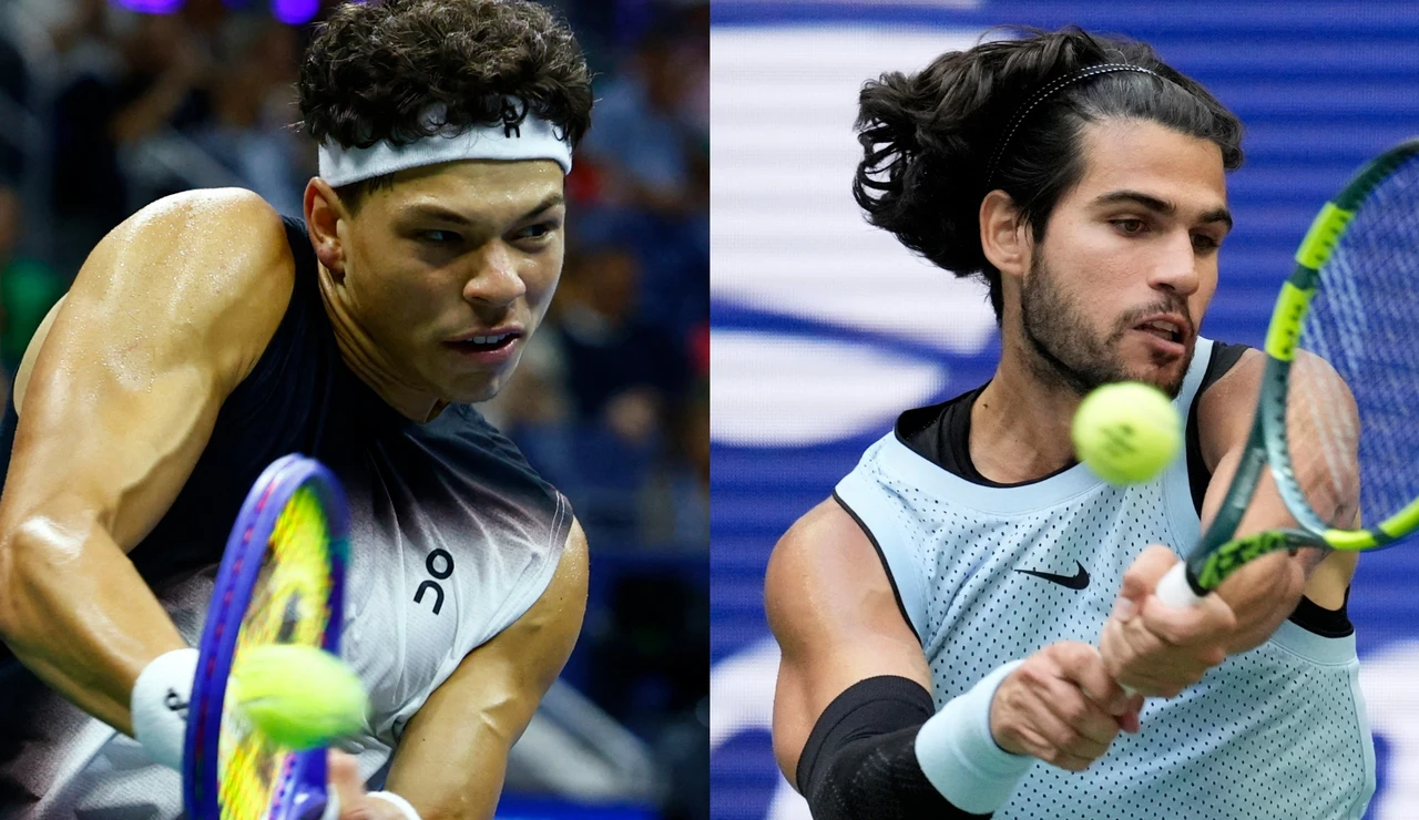 Ben Shelton y Carlos Alcaraz, en acción en el US Open