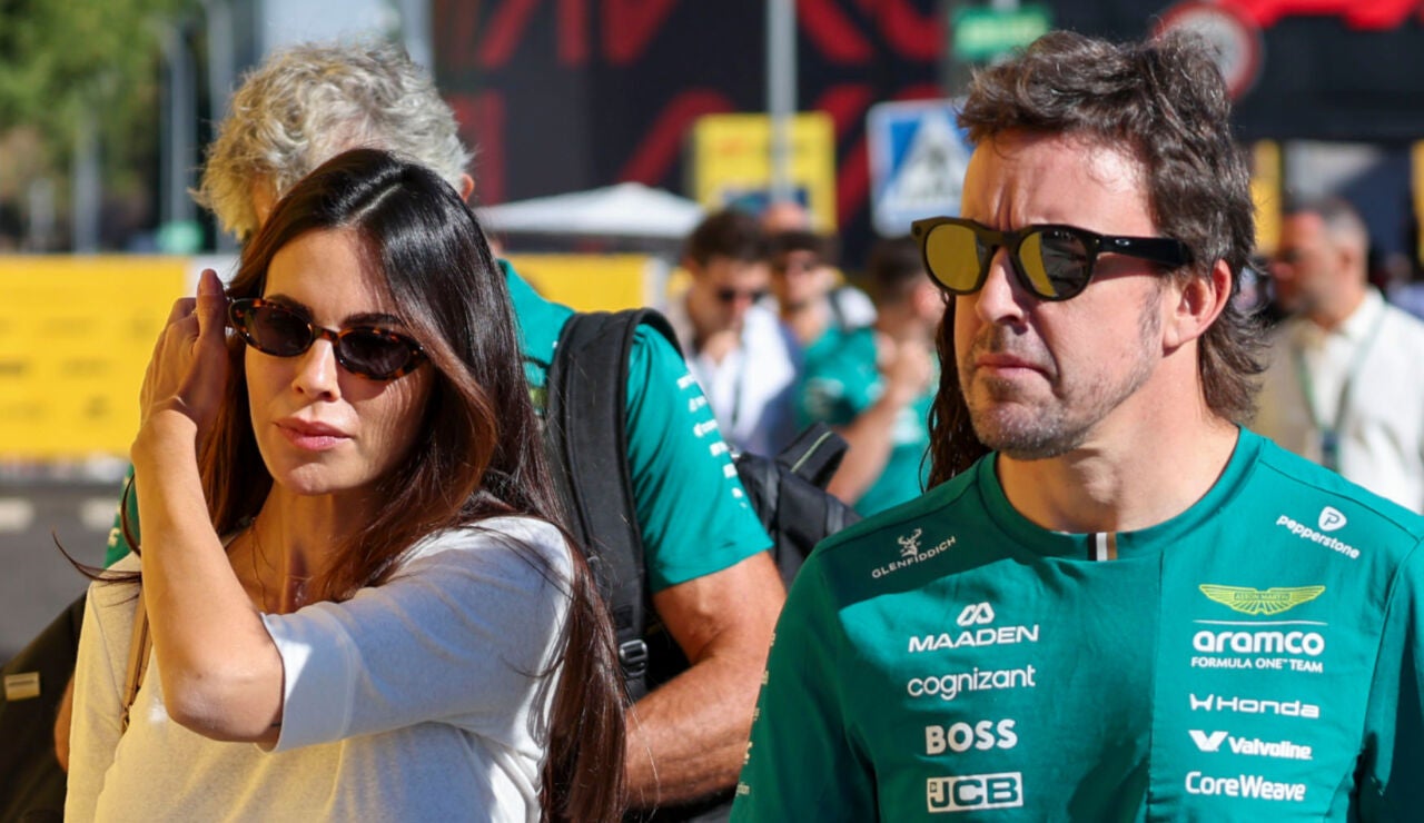 Melissa Jim&eacute;nez y Fernando Alonso en el GP de Espa&ntilde;a en Madrid