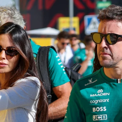 Melissa Jiménez y Fernando Alonso en el GP de España en Madrid