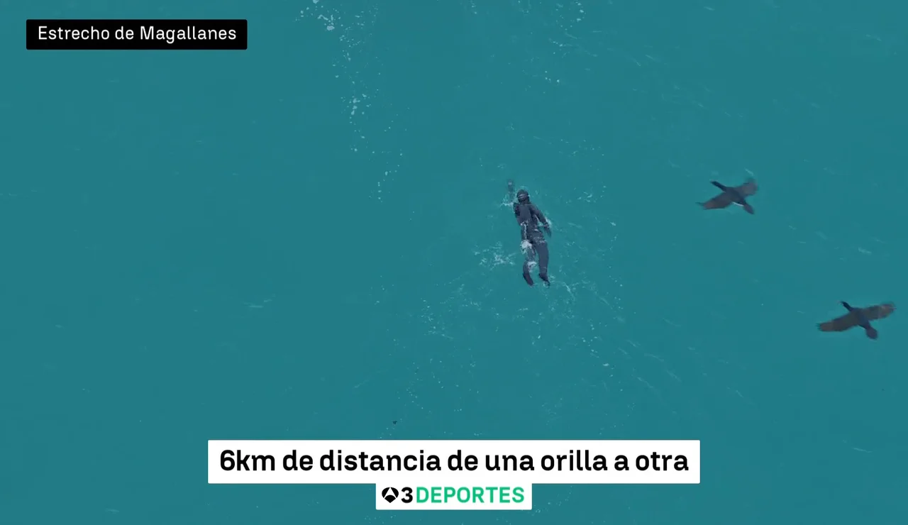 Begoña Alday cruza el Estrecho de Magallanes en pleno invierno: seis kilómetros en una hora y 54 minutos