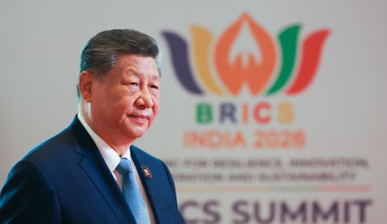 El presidente chino, Xi Jinping, durante su participaci&oacute;n en la cumbre de los BRICS