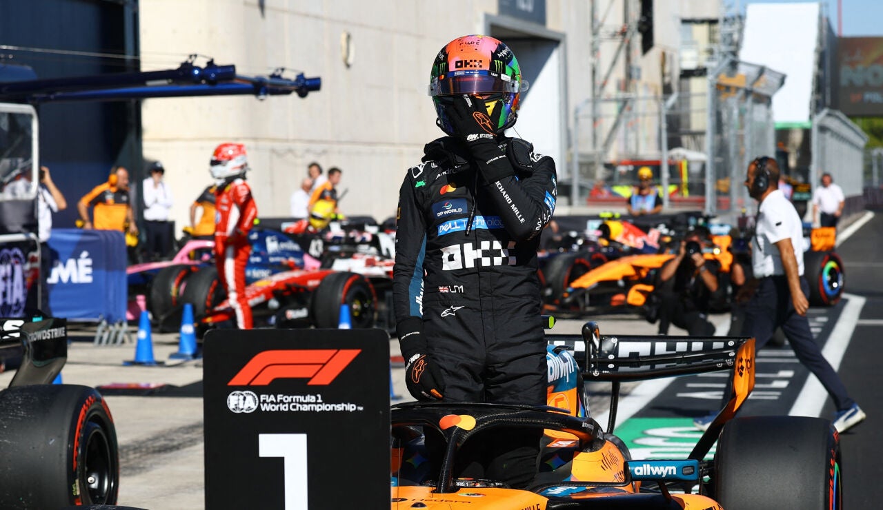 Lando Norris celebra su pole en el Madring