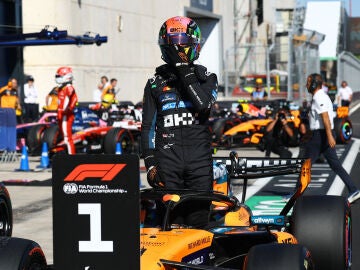 Lando Norris celebra su pole en el Madring