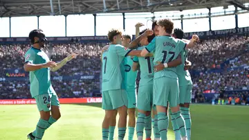Los jugadores del Barça celebran el gol de Espart ante el Levante Los jugadores del Barça celebran el gol de Espart ante el Levante
