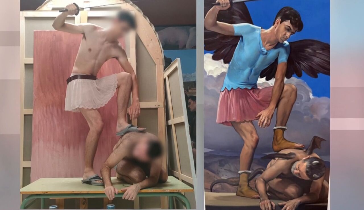 Frescos en la Iglesia de Albox con pol&iacute;ticos, desnudos y un exalcalde convertido en demonio