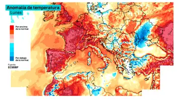 Anomalías temperaturas lunes Anomalías temperaturas lunes