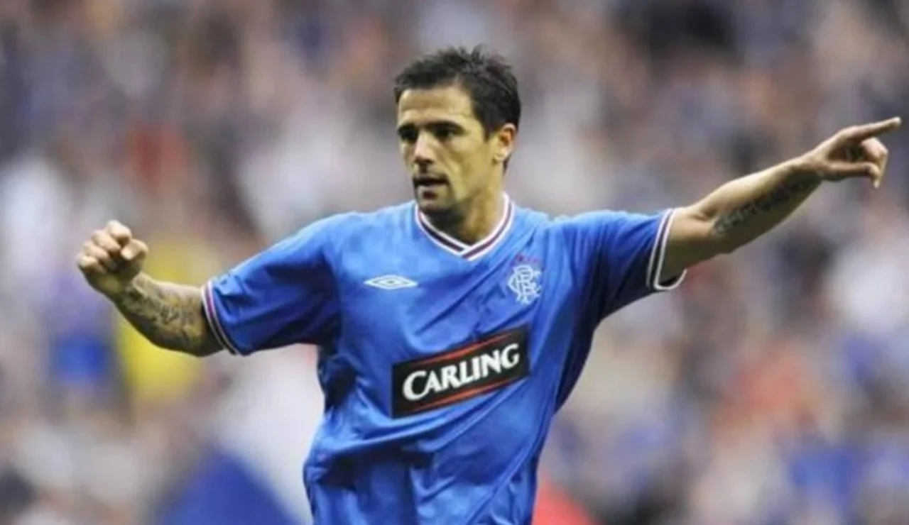 Nacho Novo, en un partido con el Rangers FC