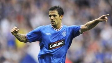 Nacho Novo, en un partido con el Rangers FC