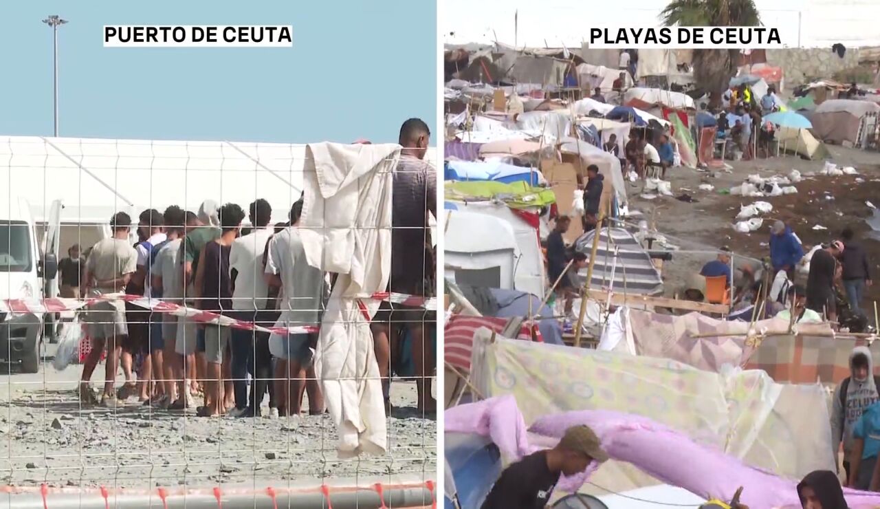 &Uacute;ltima hora de la crisis migratoria en Ceuta, en directo: M&aacute;s de 2.000 migrantes regresan a las playas tras quedarse sin plaza en el campamento del puerto