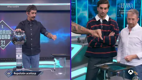 Marron consigue mover aceite a distancia gracias al poder de la electricidad: Así ha sido su experimento junto a Ferrán Torres Marron consigue mover aceite a distancia gracias al poder de la electricidad: Así ha sido su experimento junto a Ferrán Torres