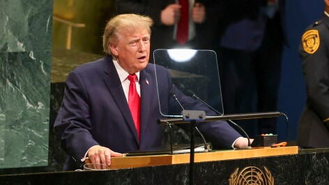 Donald Trump durante su discurso en la Asamblea de la ONU