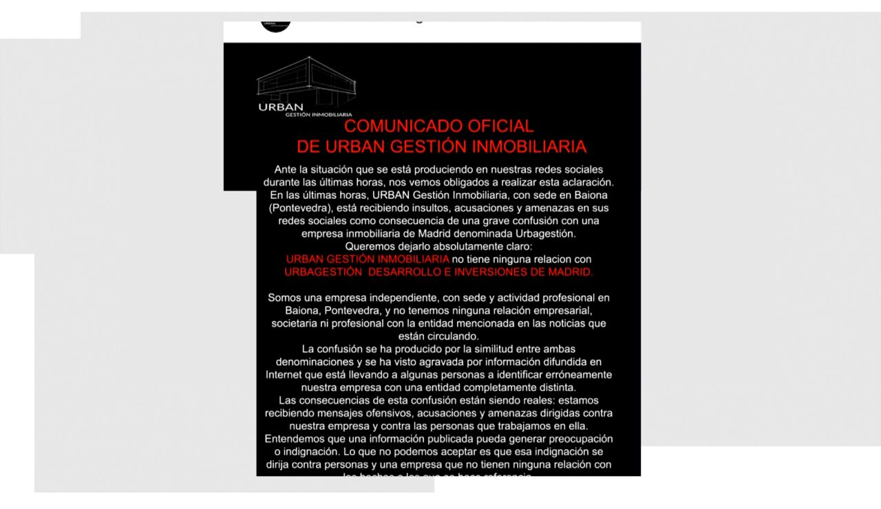 Comunicado de la inmobiliaria