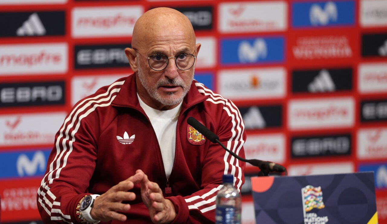 Luis de la Fuente, en la rueda de prensa en Wembley