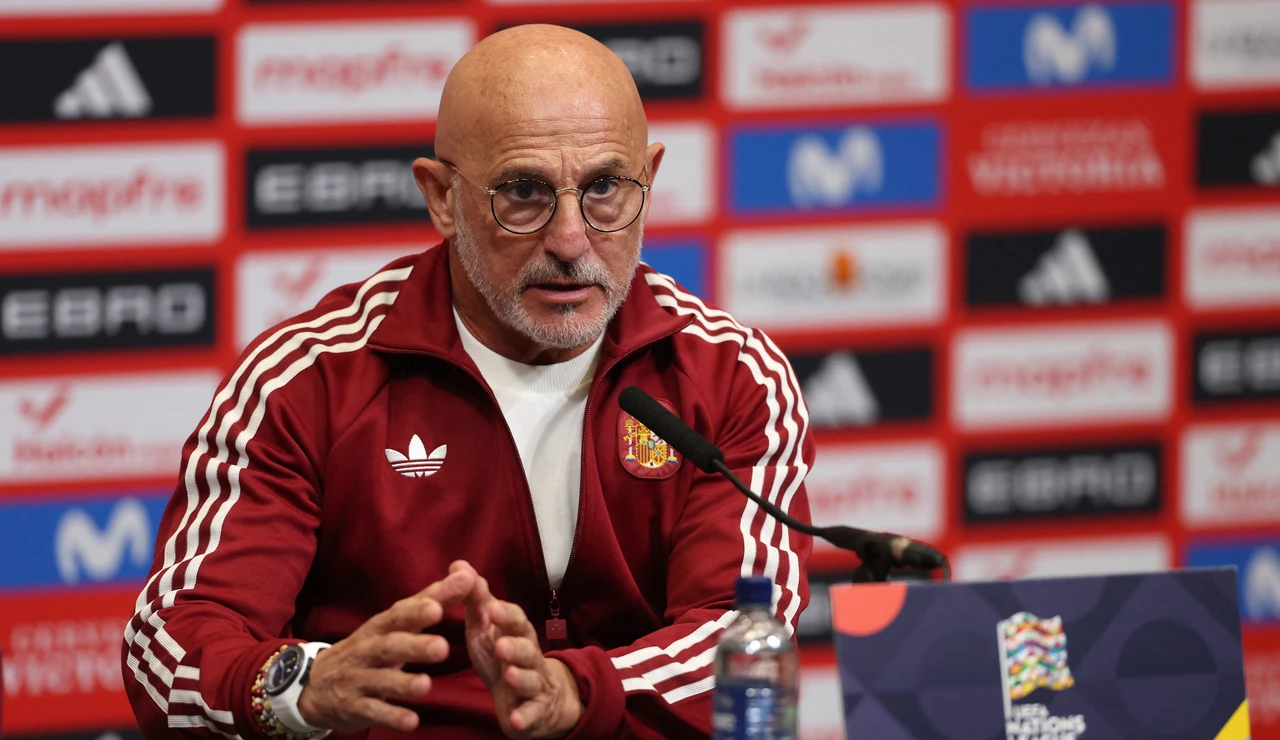 Luis de la Fuente, en la rueda de prensa en Wembley