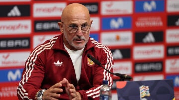 Luis de la Fuente, en la rueda de prensa en Wembley