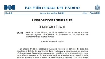 BOE del d&iacute;a 1 de octubre de 2026