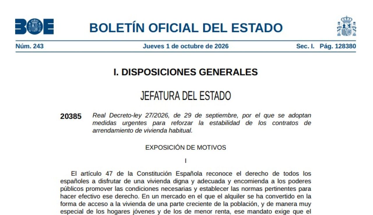 BOE del d&iacute;a 1 de octubre de 2026