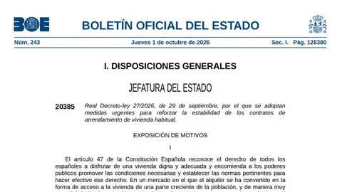 BOE del día 1 de octubre de 2026 BOE del día 1 de octubre de 2026
