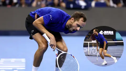 Daniil Medvedev haciendo aspavientos en su partido ante Djokovic Daniil Medvedev haciendo aspavientos en su partido ante Djokovic