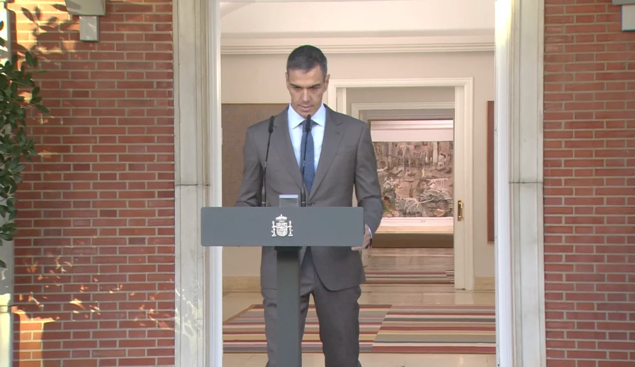 Pedro Sánchez caminando hacia la escalinata de La Moncloa