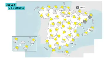 Mapa de las temperaturas del jueves Mapa de las temperaturas del jueves