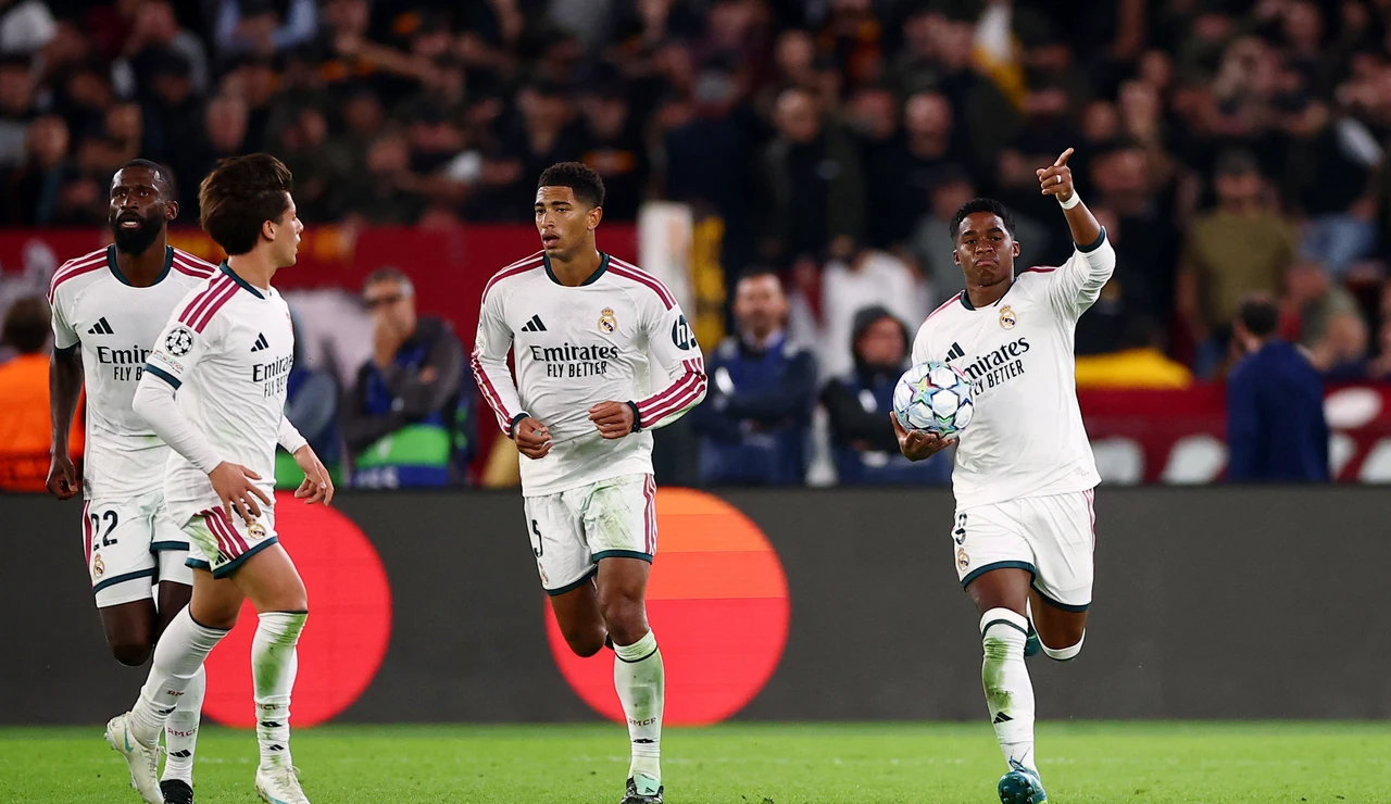 Endrick celebra su gol ante la Roma