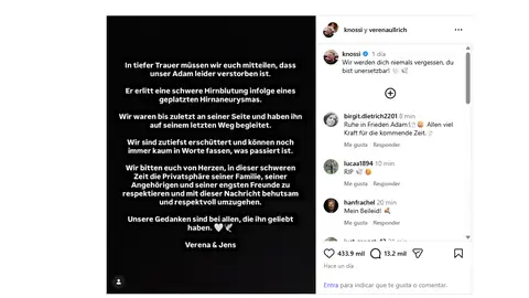 El comunicado de la muerte de Adam Wolke El comunicado de la muerte de Adam Wolke
