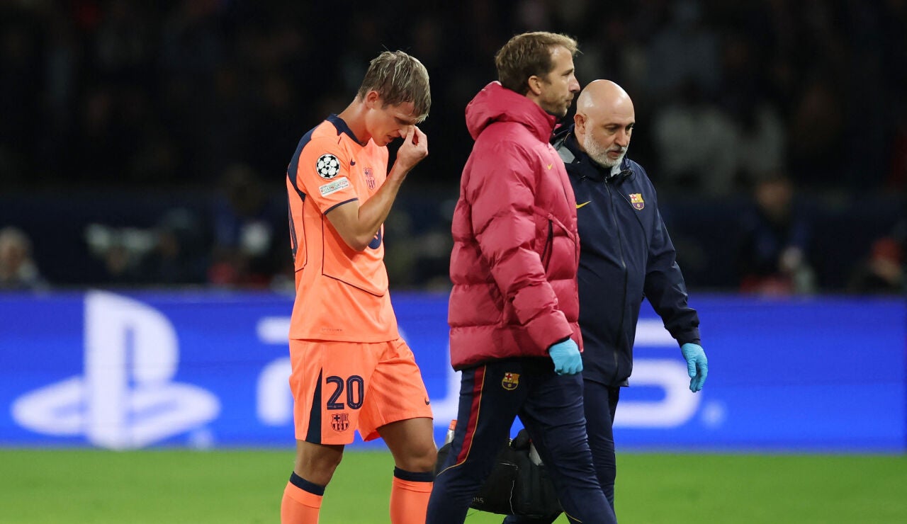 Dani Olmo abandona lesionado el c&eacute;sped del Parque de los Pr&iacute;ncipes
