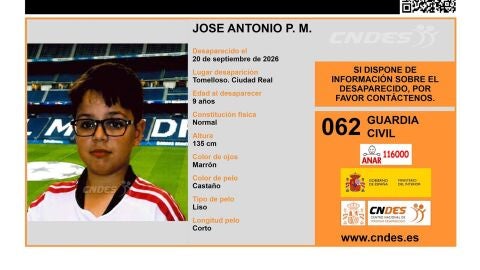 La informaci&oacute;n sobre el menor desaparecido en Tomelloso