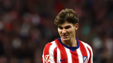 Julián Álvarez en el partido contra el Deportivo Julián Álvarez en el partido contra el Deportivo
