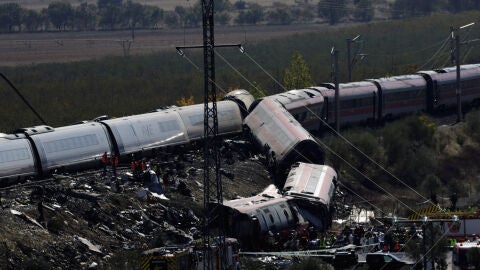 Imagen a&eacute;rea del accidente ferroviario en Urda, Toledo